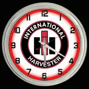 16" International Harvester IH Sign Red Neon Clock Man Cave Tractor