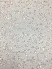 Light Champagne Embroidery Lace Fabric Beaded/Sequin Lace Fabric for Haute Couture Dress Elegant Flower Tulle Lace Evening Dress Lace Fabric 130cm Width(5yard)
