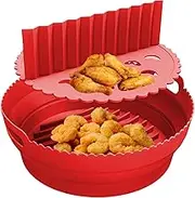 Silicone Air Fryer Liners, Air Fryer Basket Inserts, Dishwasher Safe, Non-Stick, Built-in Food Dividers, Home Kitchen Use, Multipurpose Use, 21.5x21.5x7cm/8.46x8.46x2.76 in, 1 Pack