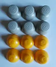 LOT (12) GAMECUBE controller analog joystick cap yellow and gray replacement