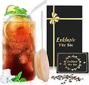 CIGAA Glass Cup with Lid and Straw, 500 ml Mason Jar Drinking Glass, Smoothie Glasses for Milkshakes, Juices, Smoothies, Beers, Ideal for Gifts