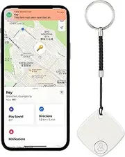 Key Finder, Bluetooth Tracker Locator, Works with Apple Find My(iOS Only), Smart tag Item Finder with Key Chain, Smart Item Locator for Keys, Bags, Luggage, Pet, Battery Included (1Pack-White)