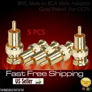 5x BNC Male to RCA Male Adaptor - Gold Plated for CCTV