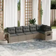 6 Piece Garden Sofa Set Grey Modular Outdoor Furniture Cushions Storage 52527