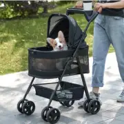 Luxury 3 in 1 Folding Dog Cat Stroller Pet Carrier Car Seat S+M Animal 35 LBS