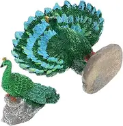 Hohopeti 2pcs Resin Peacock Figurines Creative Animal Ornaments for Micro Landscape Decor for Garden Car Dollhouse Realistic Design