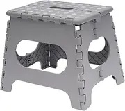 Folding Step Stool, 11 Inch Foot Stool for Kids Adults - Holds Up to 330 lbs, Lightweight Foldable Step Stool with Anti-Slip Surface, Carry Handle for Home Indoor Outdoor (Light Grey)
