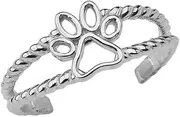 [Claddagh Gold] Fine Sterling Silver Dog Paw Print Double Rope Toe Ring, Metal, No Gemstone