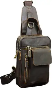 Le'aokuu Men Outdoor Casual Travel Cycling Tea Crossbody Chest Sling Bag Grey