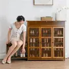 4Tier Large Bamboo Shoe Storage Cabinet Shoes Rack Organiser w Top Storage Shelf
