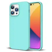 ZUSLAB iPhone 14 Pro Max Case Liquid Silicone Anti-Scratch Gel Rubber Shockproof Protective Cover with Soft Microfiber Lining for Apple (2022) - Mint