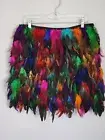 Subtlety Unique Feather Skirt Side Zipper Lined SZ L NWT