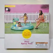 Sun Squad Inflatable Dino Spray Kiddie Pool 5x7 Ft Long (66"×62"×29"high) Age 2+