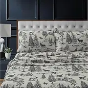 [Tribeca Living] MTOILSHEETKICG Deep Pocket Sheet Set, King, Deer Toile Charcoal
