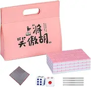 Jubepk Mahjong Game Set, Compact Travel Mahjong with Tablecloth, Carrying Bag, Dice, and Tile Ruler, Family Board for Holidays, and Group Entertainment