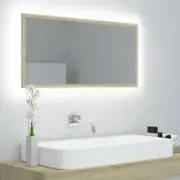 NNEVL LED Bathroom Mirror Sonoma Oak 90x8.5x37 cm Chipboard