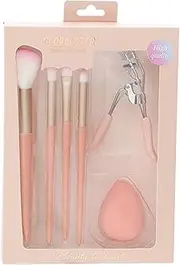 Makeup Brush and Sponge Set - Multipurpose Soft Make Up Brush Set with Eyelash Curler | Small Cosmetic Tools for Beginners Professionals