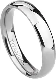 [Mulmoy] 4 mm Blue Men Wedding Band Titanium Rings Engagement Rings for Women High Polished Rings for Party