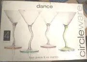 Circleware Dance Martini Glasses 8oz, Multicolor, 4 Pcs
