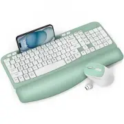 Wireless Keyboard and Mouse Combo, Wave Keys Full-Sized Ergonomic Keyboard wi...