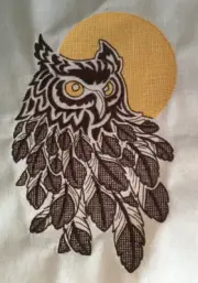 Owl With Moon - 9.5" quilt block