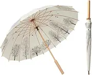 Chinese Style Umbrella Super Windproof and Waterproof Umbrella with Bamboo Handle Compact Stick Golf Umbrella