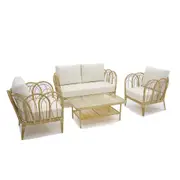 Bangalow 2+1+1 Outdoor Lounge Setting with Coffee Table - Outdoor Aluminium Lounges