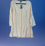 NWT Torrid Women's Lavender Striped Sz 1 Front Button Up 3/4 Sleeve Top New