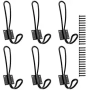 Rustic Entryway Hooks-Farmhouse Hooks with Metal Screws Included,Black 6 Pack