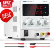 Variable DC Power Supply 0-30V 0-10A, Adjustable Bench Lab Power with 4-Digit Di