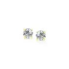 14k Yellow Gold Stud Earrings with White Hue Faceted Cubic Zirconia(3mm)