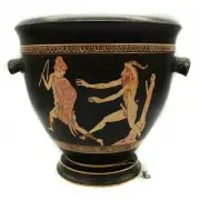 Ceramic Figure Black Crater Vase Museum Replica 9.84 Inches