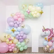 Premium 16ft Unicorn Balloons Arch Kit with Giant Unicorn Foil, Star - Pastel Rainbow Unicorn Balloon Garland Kit - Unicorn Birthday Decorations for Girls - Unicorn Party