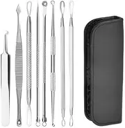 8PCS Blackhead Whitehead Pimple Spot Comedone Extractor Remover Popper Tool Kit, Stainless Steel Pimple Popper Tool Set with Dual-Ended Design