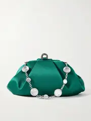 [Judith Leiber Couture] Judith Leiber Couture - Gemma Crystal-embellished Satin Clutch - Emerald - One size One size Green