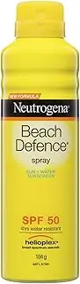 Neutrogena Beach Defence Sunscreen Spray SPF 50 184g|Defend Against the Drying Effects of the Beach|Provides High Broad Spectrum UVA/UVB Protection from the Sun's Most Damaging Rays