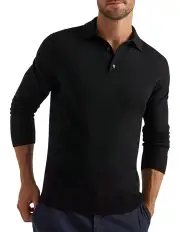 [MJ Bale] Fraser Ashby Polo Knit Sweater in Black