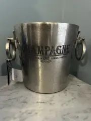 New Champagne Bucket Handcrafted Cast Aluminum Il Mulino Handles Silver Ice