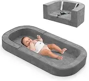 cutebeams 4 in 1 Premium Baby Travel Bed and sofa for Newborn, Infant and Toddler,grey