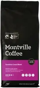 MONTVILLE COFFEE Organic Sunshine Coast Blend Plunger Filter Ground 1kg