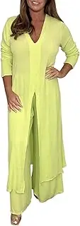 [Generic] Women Outfit Sets Casual Fashion Chiffon Long Sleeve Trousers Two Piece Set Overalls Plus Size Pant Suits