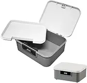 Lockable Storage Container Bin, 4.2Gallon / 16 Liter Capacity Combination Lockable Storage Box Plastic Storage Trunk with Lock for Office Locker/School/Home Item Organizer (Gray)