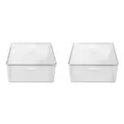 2x Boxsweden Crystal Tidy Box Container Storage Organiser w/ Lid 24L/54cm Clear