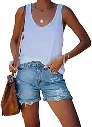 [Generic] Women's high Waisted Denim Shorts with Casual Holes, Summer hot and Spicy Shorts with Worn Edges, Jeans Shorts with Pockets