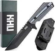 KHU Fixed Blade Knife Survival Knife Full Tang Outdoor Knife Bushcraft Knife - D2 Steel G10 Handle With Kydex Sheath - 30A