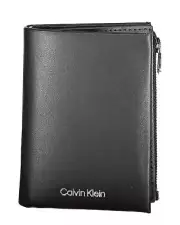 Calvin Klein Men's Leather Wallet with Zipper Closure - Wallets - Black