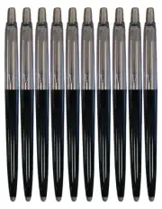 Parker Jotter Black Ballpoint Pens Black M Pt Refills 6 Feathers New In Tray