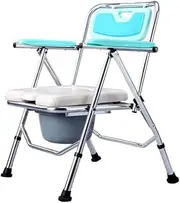 Foldable Commode/Shower Chair Foldable Bedside Commode Toilet Chair Folding Bath Shower Chair with Bucket/Backrest for Disabled Recovery Patients Home Care Toilet Alternative Chair (Color : A)