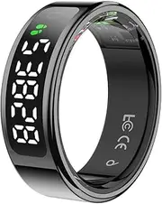 Smart Ring with Smart Display | Sleep & Activity Tracke | Fitness Ring |Smart Ring Health Management | Wireless Charging | 5-7 Days Battery Life | 5ATM Waterproof | for Men & Women (Black, Size 10)