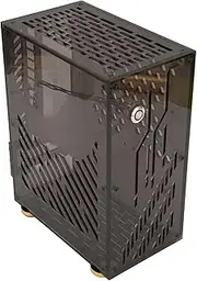 Mini Itx Case Ultra Compact 4.3L Clear Acrylpanel 360 -Grece Cooling for Flex 1u 2.5 -inch SSD, Easy Installation for DIY Enthusiasts (Black)